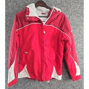 Columbia Sportswear Womens Coat Size M Sherpa Lined Hooded Full Zip Red